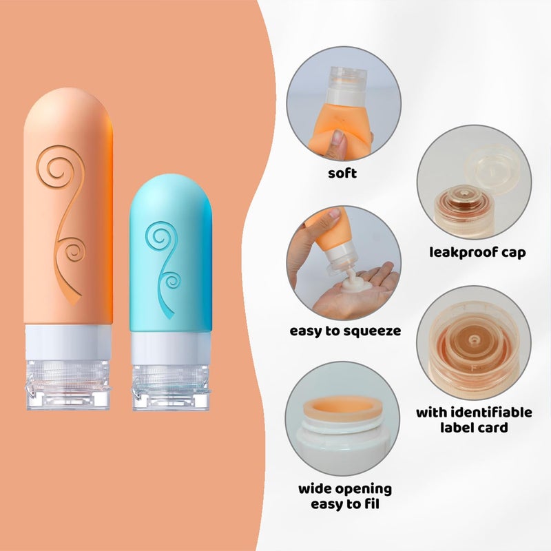 vodvob 16 Pack Travel Bottles Set for Toiletries, TSA Approved Travel Containers Leak Proof Silicone Squeezable Travel Accessories 2oz 3oz for Shampoo Conditioner Lotion Body Wash (BPA Free) (Orange) - Image 4